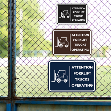 Signs ByLITA Classic Framed Attention! Forklift Trucks Operating Door or Wall Sign Easy Installation | Health And Safety | Building And Hospitality Signs